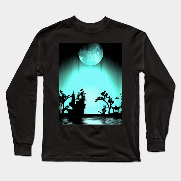 Asia night silhouettes Long Sleeve T-Shirt by rolffimages